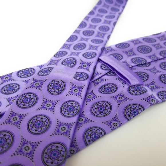 BRIONI Tie Lavender Violet Purple Medallion - Picture 3 of 6